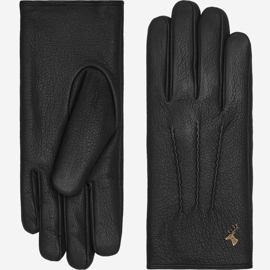 Julia (black) - Goatskin leather gloves with luxury faux fur lining & touchscreen feature
