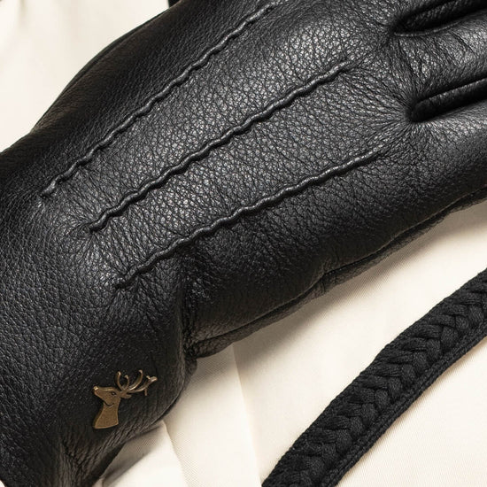 Julia (black) - goatskin leather gloves with luxury faux fur lining & touchscreen feature  - Schwartz & von Halen - US - 12