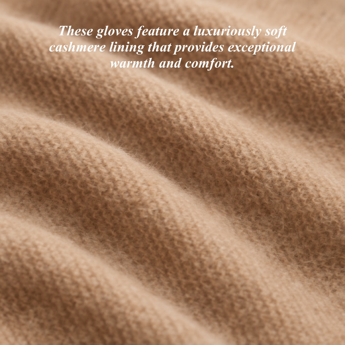 Cream cashmere lining inside a cognac leather glove cuff