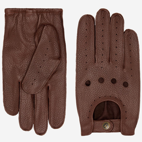 Austin (brown) – luxurious driving gloves made of American deerskin leather  - Schwartz & von Halen - US - 2