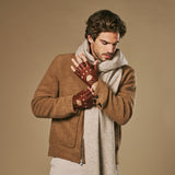 Liam (brown) - Classic men’s fingerless lambskin driving gloves