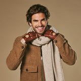 Liam (brown) - Classic men’s fingerless lambskin driving gloves