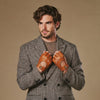 Liam (cognac) - Classic men’s fingerless lambskin driving gloves