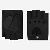Liam (black) - Classic men’s fingerless lambskin driving gloves