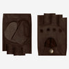 Liam (dark brown) - Classic men’s fingerless lambskin driving gloves