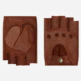 Liam (brown) - Classic men’s fingerless lambskin driving gloves