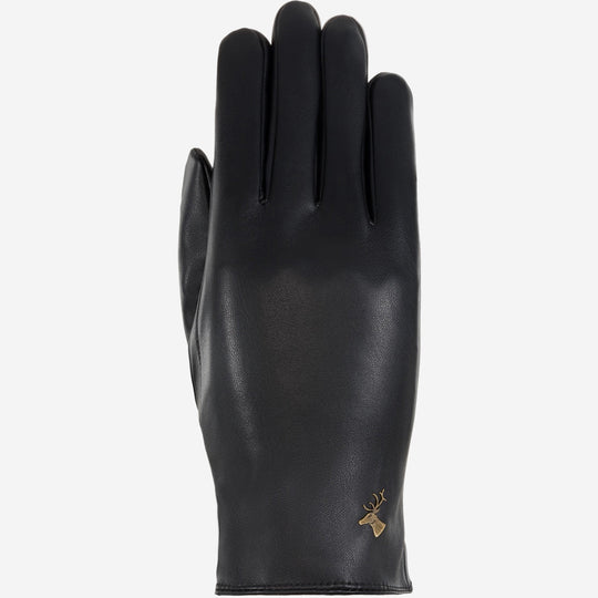 Luna (black) - Vegan leather gloves with warm fleece lining & touchscreen feature