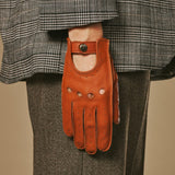 Marley (cognac) – Luxurious women's driving gloves made of American deerskin leather