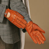 Marley (cognac) – Luxurious women's driving gloves made of American deerskin leather