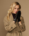 Martha (black) - Women's lambskin leather gloves with cashmere lining, side zip & touchscreen feature