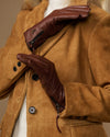 Martha (brown) - Women's lambskin leather gloves with cashmere lining, side zip & touchscreen feature