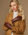 Martha (brown) - Women's lambskin leather gloves with cashmere lining, side zip & touchscreen feature