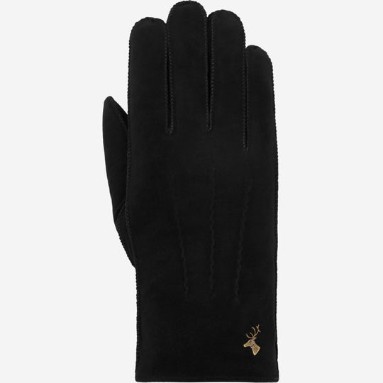 Matthew (black) - Suede goatskin leather gloves with luxurious sheep fur lining