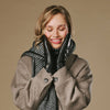 Megan (black) - Women’s lambskin leather mittens with rabbit fur lining and touchscreen feature