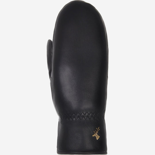 Mia (black) – Stylish leather mittens with luxurious lambswool lining & touchscreen feature
