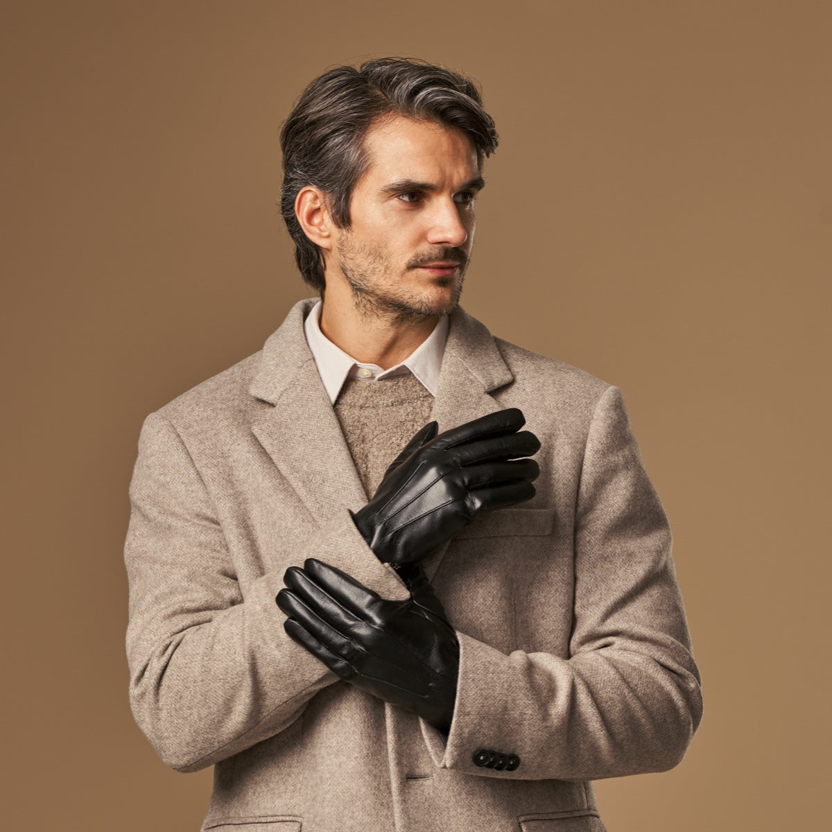 Vegan Leather Gloves - Men - Fleece Lining - Touchscreen S - 8 Vegan Leather Gloves - Men - Fleece Lining - Touchscreen S - 8