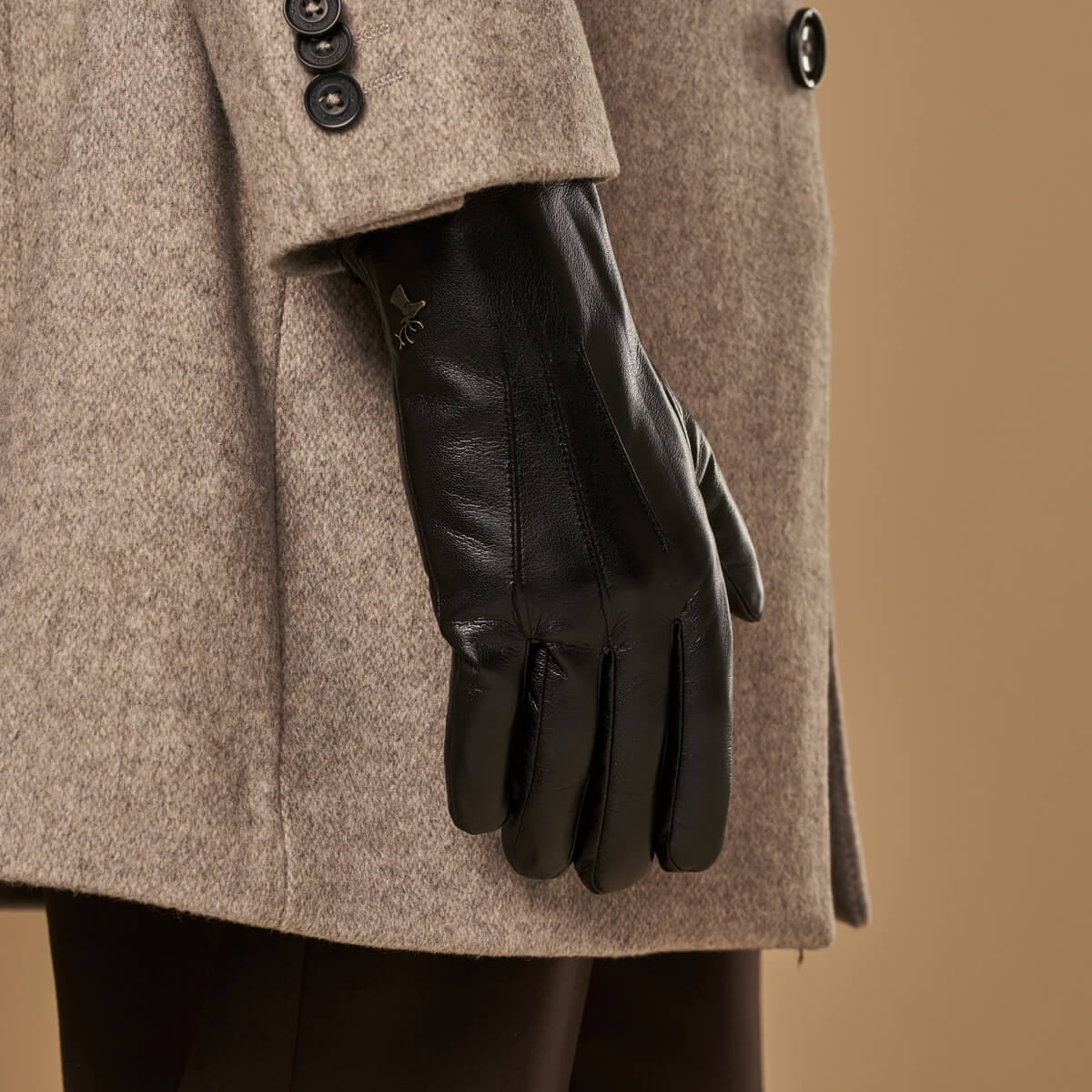 Vegan Leather Gloves - Men - Fleece Lining - Touchscreen S