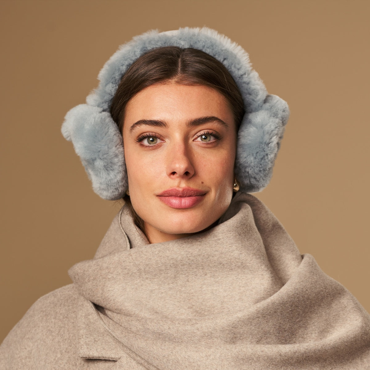 Nathaly (grey) – warm and stylish earmuffs from natural sheepskin and suede - Schwartz & von Halen - EU - 1