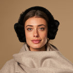Nathaly (black) – warm and stylish earmuffs from natural sheepskin and suede - Schwartz & von Halen - EU - 1