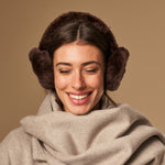 Nathaly (brown) – warm and stylish earmuffs from natural sheepskin and suede - Schwartz & von Halen - EU - 1