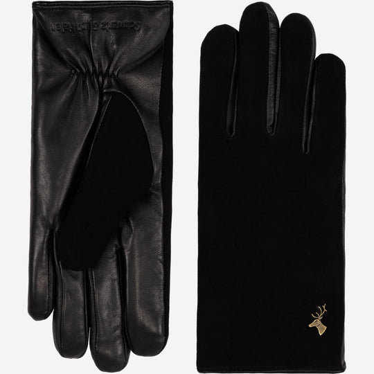 Nora (black) - Sheepskin leather gloves with faux fur lining & touchscreen feature