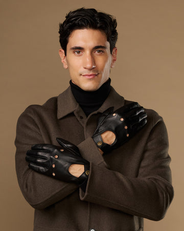 Raye (black) - Men's classic driving gloves with elastic wrist & touchscreen feature
