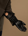 Raye (black) - Men's classic driving gloves with elastic wrist & touchscreen feature