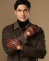 Raye (brown) - Men's classic driving gloves with elastic wrist & touchscreen feature