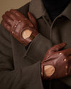 Raye (brown) - Men's classic driving gloves with elastic wrist & touchscreen feature
