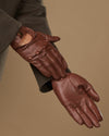 Raye (brown) - Men's classic driving gloves with elastic wrist & touchscreen feature