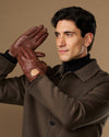 Raye (brown) - Men's classic driving gloves with elastic wrist & touchscreen feature