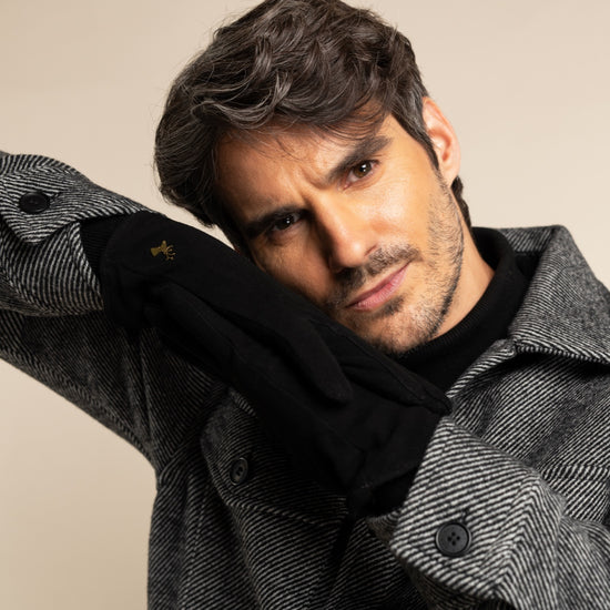 Rex (black) - suede goatskin leather gloves with luxurious wool/cashmere lining  - Schwartz & von Halen - US - 7