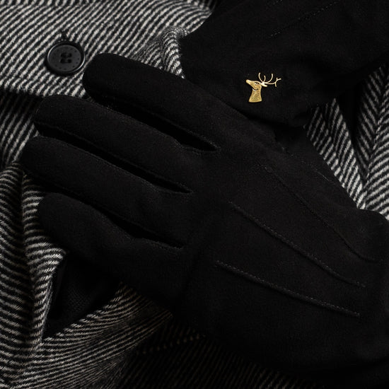 Rex (black) - suede goatskin leather gloves with luxurious wool/cashmere lining  - Schwartz & von Halen - US - 10