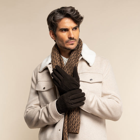 Rex (brown) - suede goatskin leather gloves with luxurious wool/cashmere lining  - Schwartz & von Halen - US - 5