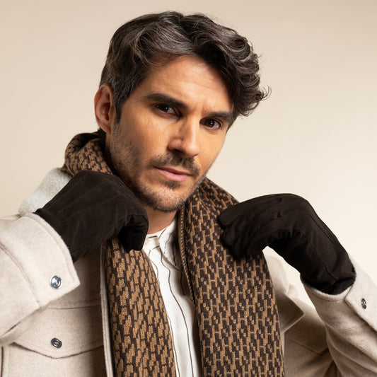 Rex (brown) - suede goatskin leather gloves with luxurious wool/cashmere lining  - Schwartz & von Halen - US - 8