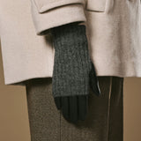 Riley (black) – Sheepskin leather gloves with knit cuff and touchscreen feature