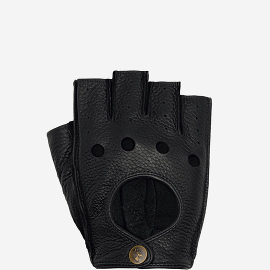 Robyn (black) – Luxurious women's fingerless driving gloves made of American deerskin leather