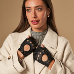 Robyn (black) – luxurious fingerless driving gloves made of American deerskin leather - Schwartz & von Halen - EU - 5