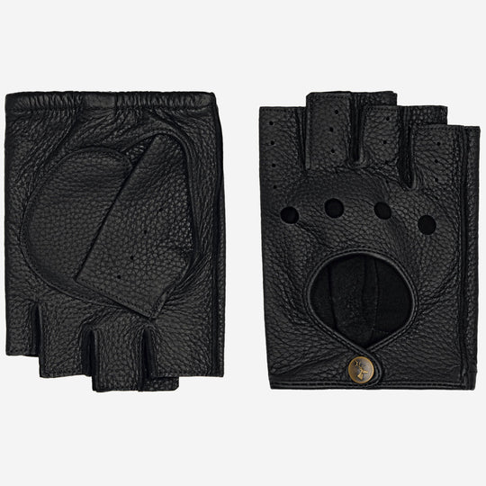 Robyn (black) – Luxurious women's fingerless driving gloves made of American deerskin leather