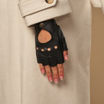 Robyn (black) – luxurious fingerless driving gloves made of American deerskin leather - Schwartz & von Halen - EU - 6