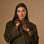 Robyn (brown) – luxurious fingerless driving gloves made of American deerskin leather - Schwartz & von Halen - EU - 6