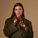 Robyn (brown) – luxurious fingerless driving gloves made of American deerskin leather - Schwartz & von Halen - EU - 6