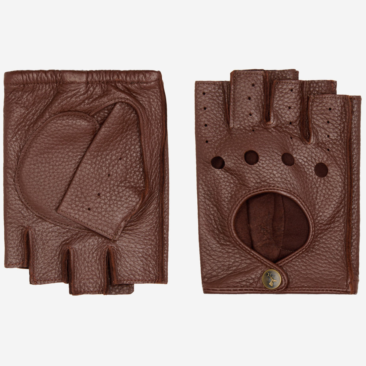 Robyn (brown) – luxurious fingerless driving gloves made of American deerskin leather - Schwartz & von Halen - EU - 2