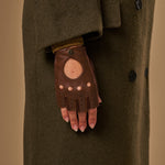 Robyn (brown) – luxurious fingerless driving gloves made of American deerskin leather - Schwartz & von Halen - EU - 4
