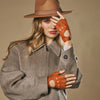 Robyn (cognac) – Luxurious women's fingerless driving gloves made of American deerskin leather