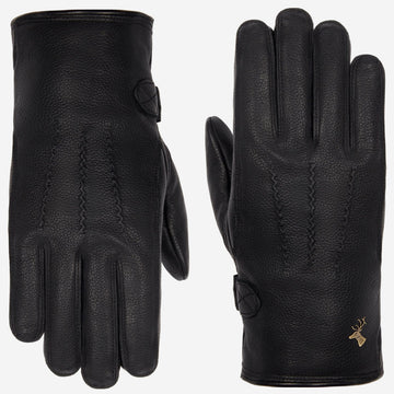 Rogan (black) - Robust men's deerskin gloves with warm PrimaLoft® lining
