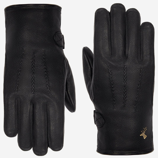 Rogan (black) - Robust men's deerskin gloves with warm PrimaLoft® lining
