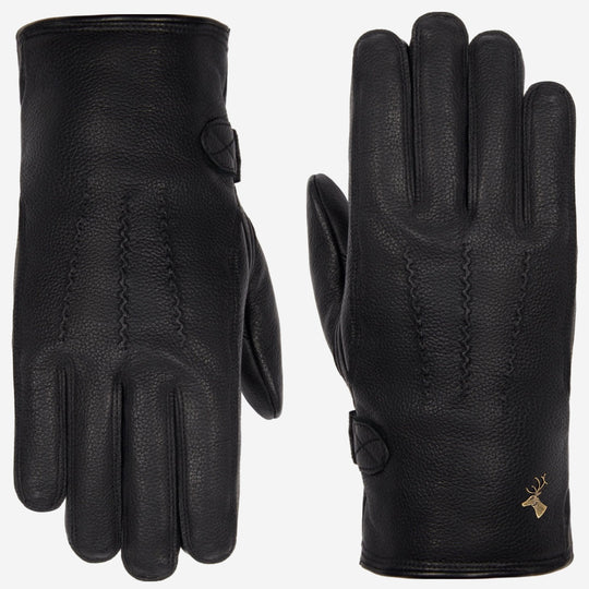 Rogan (black) - Robust men's deerskin gloves with warm PrimaLoft® lining