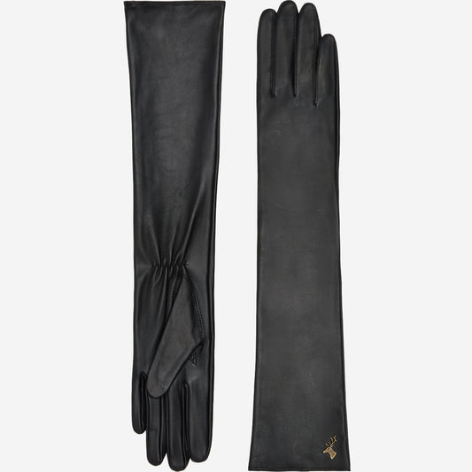 Rosemary (black) - Extra long gloves from lambskin leather with silk lining and touchscreen feature