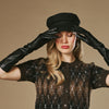 Rosemary (black) - Extra long gloves from lambskin leather with silk lining and touchscreen feature